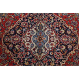 Kashan Floral Medallion Traditional Hand-Knotted Wool Persian Area Rug - 13'3" x 9'3"