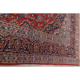 Kashan Floral Medallion Traditional Hand-Knotted Wool Persian Area Rug - 13'3" x 9'3"