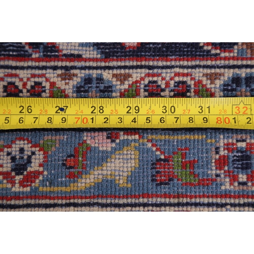 Kashan Floral Medallion Traditional Hand-Knotted Wool Persian Area Rug - 13'3" x 9'3"