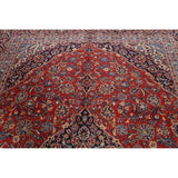 Kashan Floral Medallion Traditional Hand-Knotted Wool Persian Area Rug - 13'3" x 9'3"