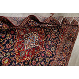 Kashan Floral Medallion Traditional Hand-Knotted Wool Persian Area Rug - 9'11" x 6'4"