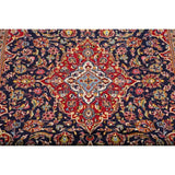 Kashan Floral Medallion Traditional Hand-Knotted Wool Persian Area Rug - 9'11" x 6'4"