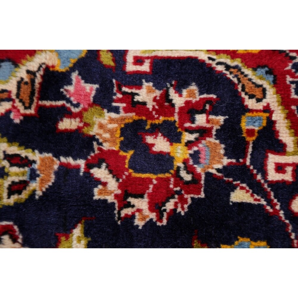 Kashan Floral Medallion Traditional Hand-Knotted Wool Persian Area Rug - 9'11" x 6'4"