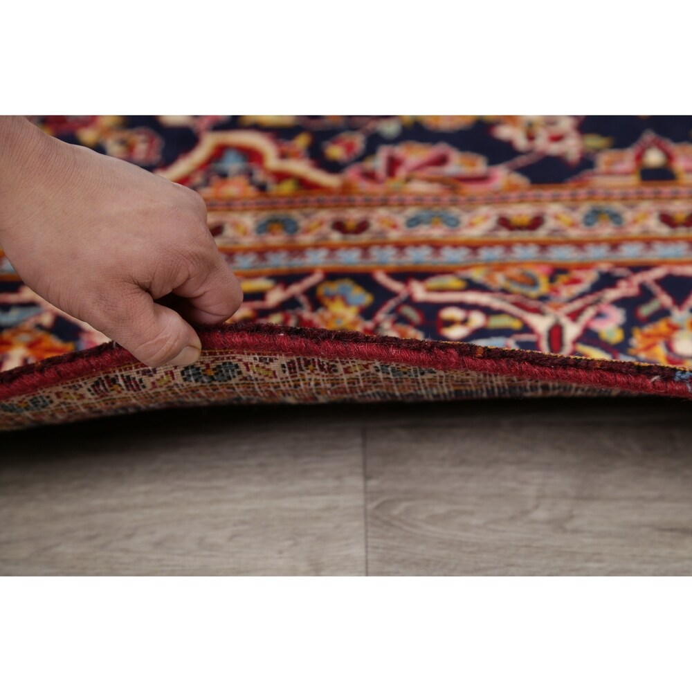 Kashan Floral Medallion Traditional Hand-Knotted Wool Persian Area Rug - 9'11" x 6'4"
