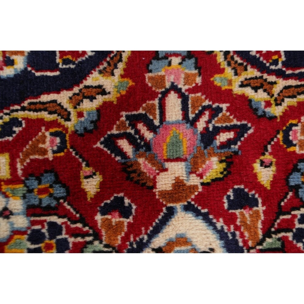 Kashan Floral Medallion Traditional Hand-Knotted Wool Persian Area Rug - 9'11" x 6'4"