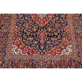 Kashan Floral Medallion Traditional Hand-Knotted Wool Persian Area Rug - 9'11" x 6'4"