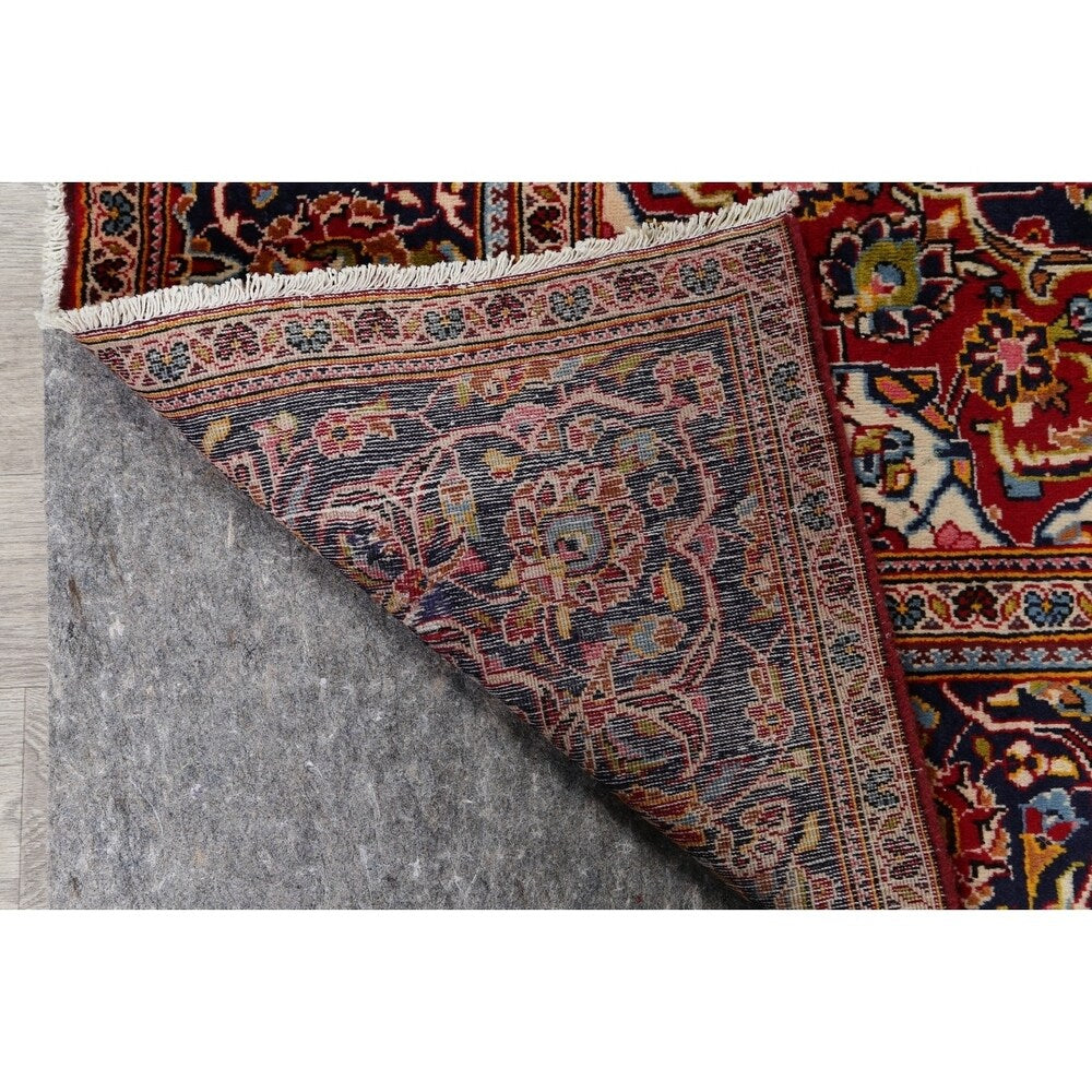 Kashan Floral Medallion Traditional Hand-Knotted Wool Persian Area Rug - 9'11" x 6'4"