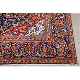 Kashan Floral Medallion Traditional Hand-Knotted Wool Persian Area Rug - 9'11" x 6'4"