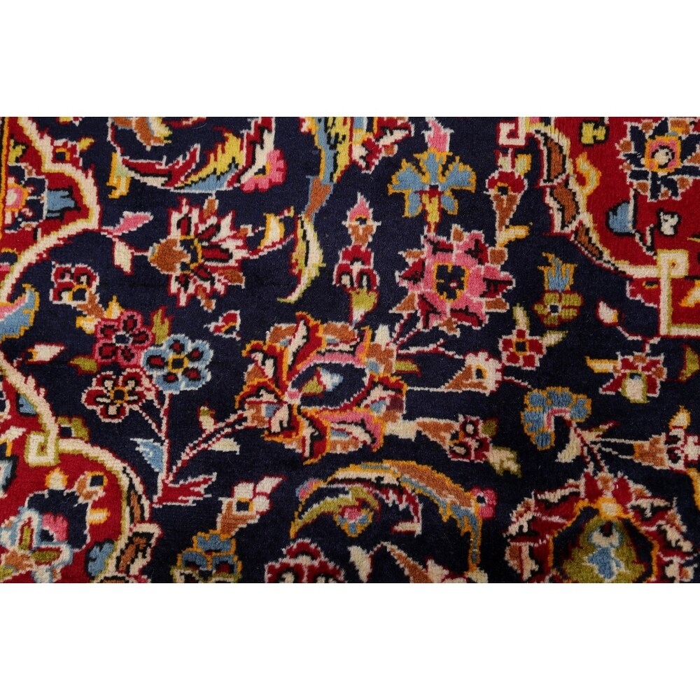 Kashan Floral Medallion Traditional Hand-Knotted Wool Persian Area Rug - 9'11" x 6'4"