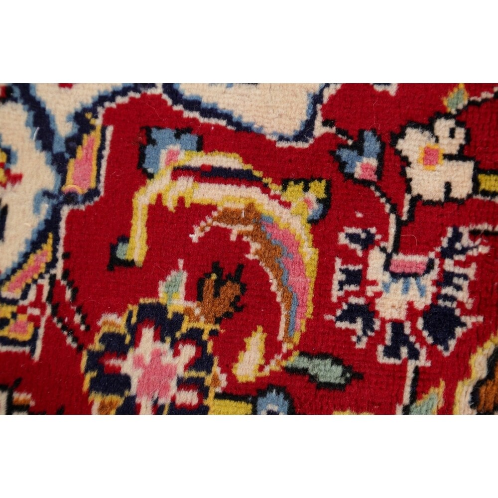 Kashan Floral Medallion Traditional Hand-Knotted Wool Persian Area Rug - 9'11" x 6'4"