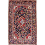 Kashan Floral Medallion Traditional Hand-Knotted Wool Persian Area Rug - 9'11" x 6'4"