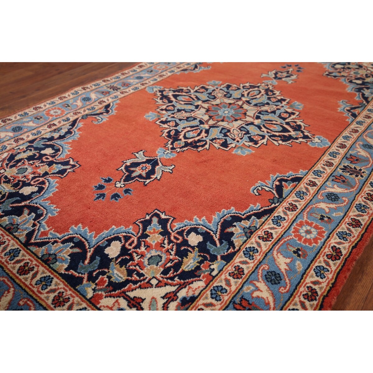 Kashan Vintage Persian Runner Rug Handmade Wool Carpet - 3'3" x 9'10"