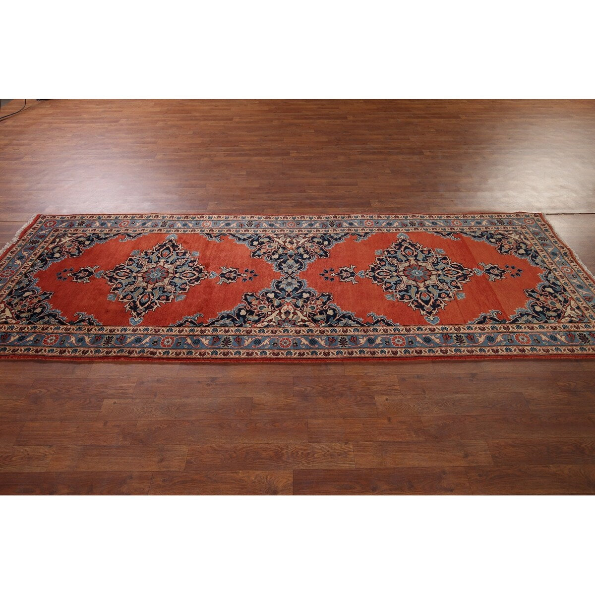 Kashan Vintage Persian Runner Rug Handmade Wool Carpet - 3'3" x 9'10"