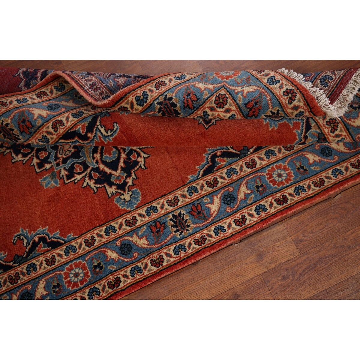 Kashan Vintage Persian Runner Rug Handmade Wool Carpet - 3'3" x 9'10"