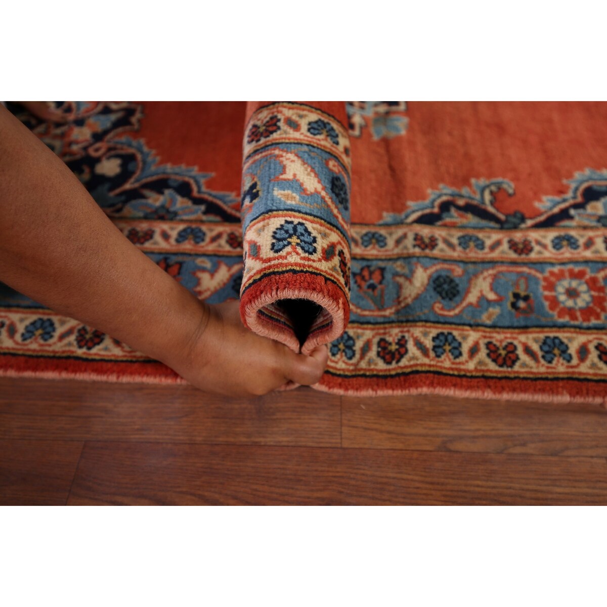 Kashan Vintage Persian Runner Rug Handmade Wool Carpet - 3'3" x 9'10"