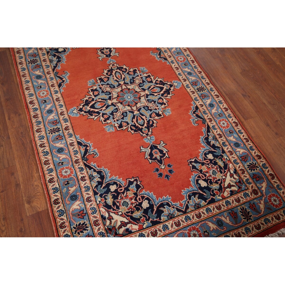 Kashan Vintage Persian Runner Rug Handmade Wool Carpet - 3'3" x 9'10"