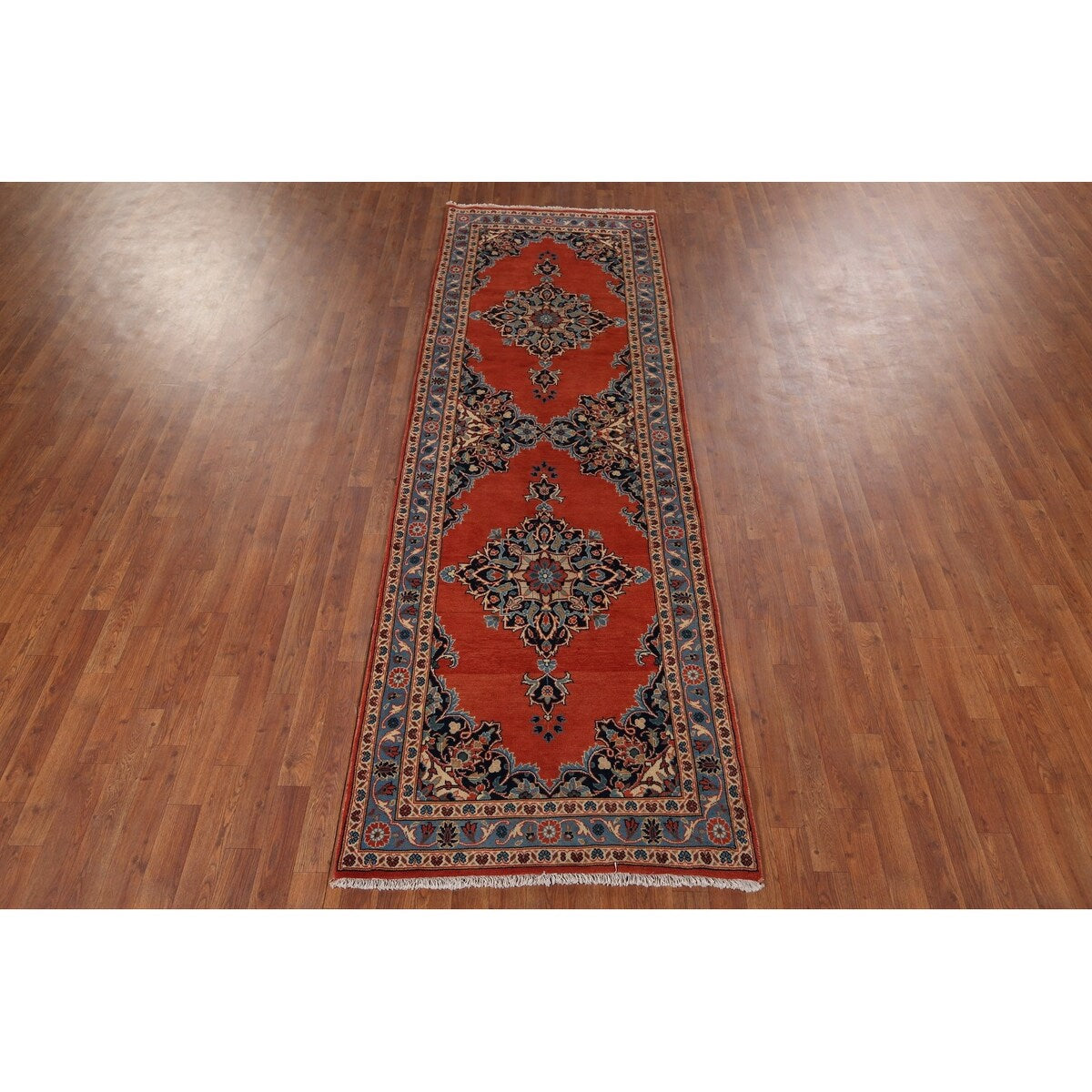 Kashan Vintage Persian Runner Rug Handmade Wool Carpet - 3'3" x 9'10"
