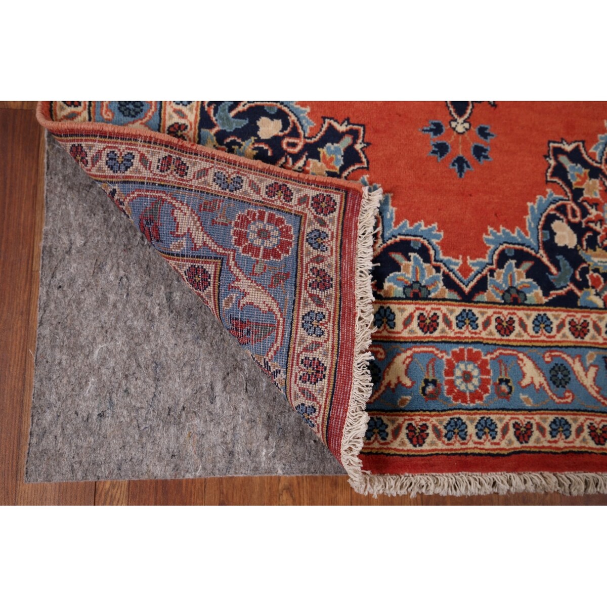 Kashan Vintage Persian Runner Rug Handmade Wool Carpet - 3'3" x 9'10"