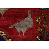 Kashkoli Geometric Animal Pictorial Hand-Knotted Wool Persian Area Rug - 9'5" x 7'2"