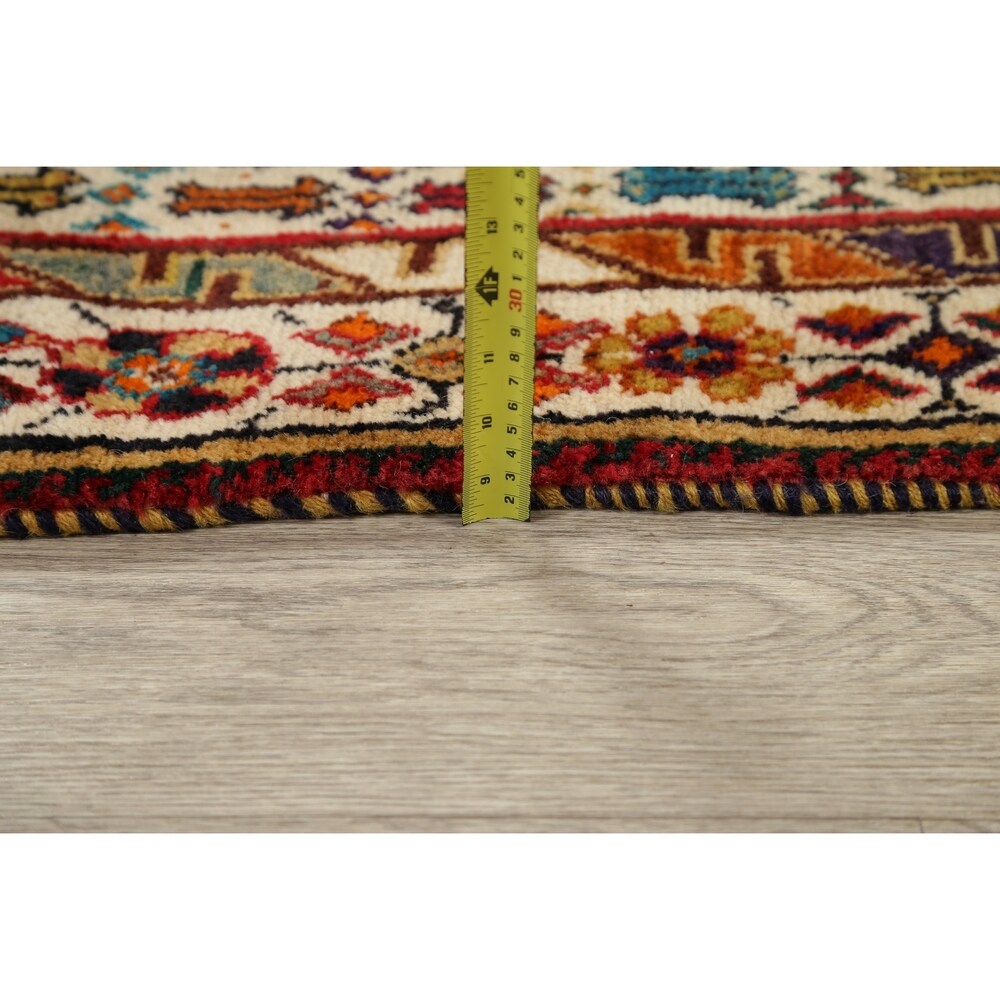 Kashkoli Geometric Animal Pictorial Hand-Knotted Wool Persian Area Rug - 9'5" x 7'2"