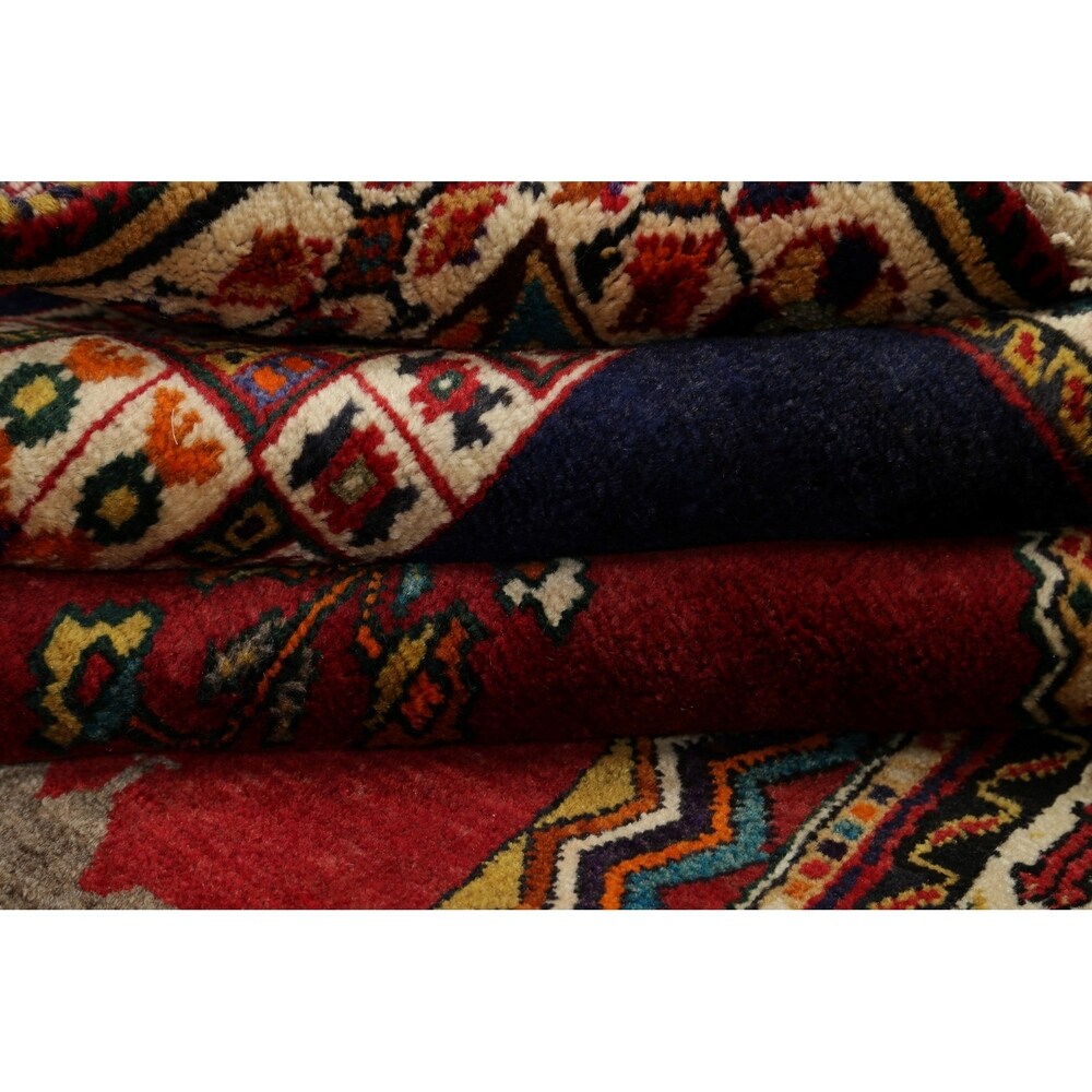 Kashkoli Geometric Animal Pictorial Hand-Knotted Wool Persian Area Rug - 9'5" x 7'2"
