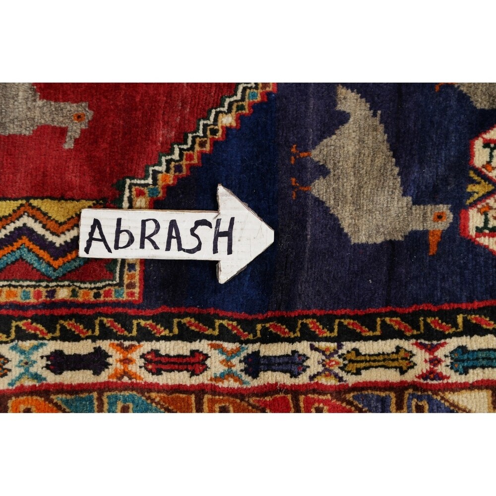 Kashkoli Geometric Animal Pictorial Hand-Knotted Wool Persian Area Rug - 9'5" x 7'2"