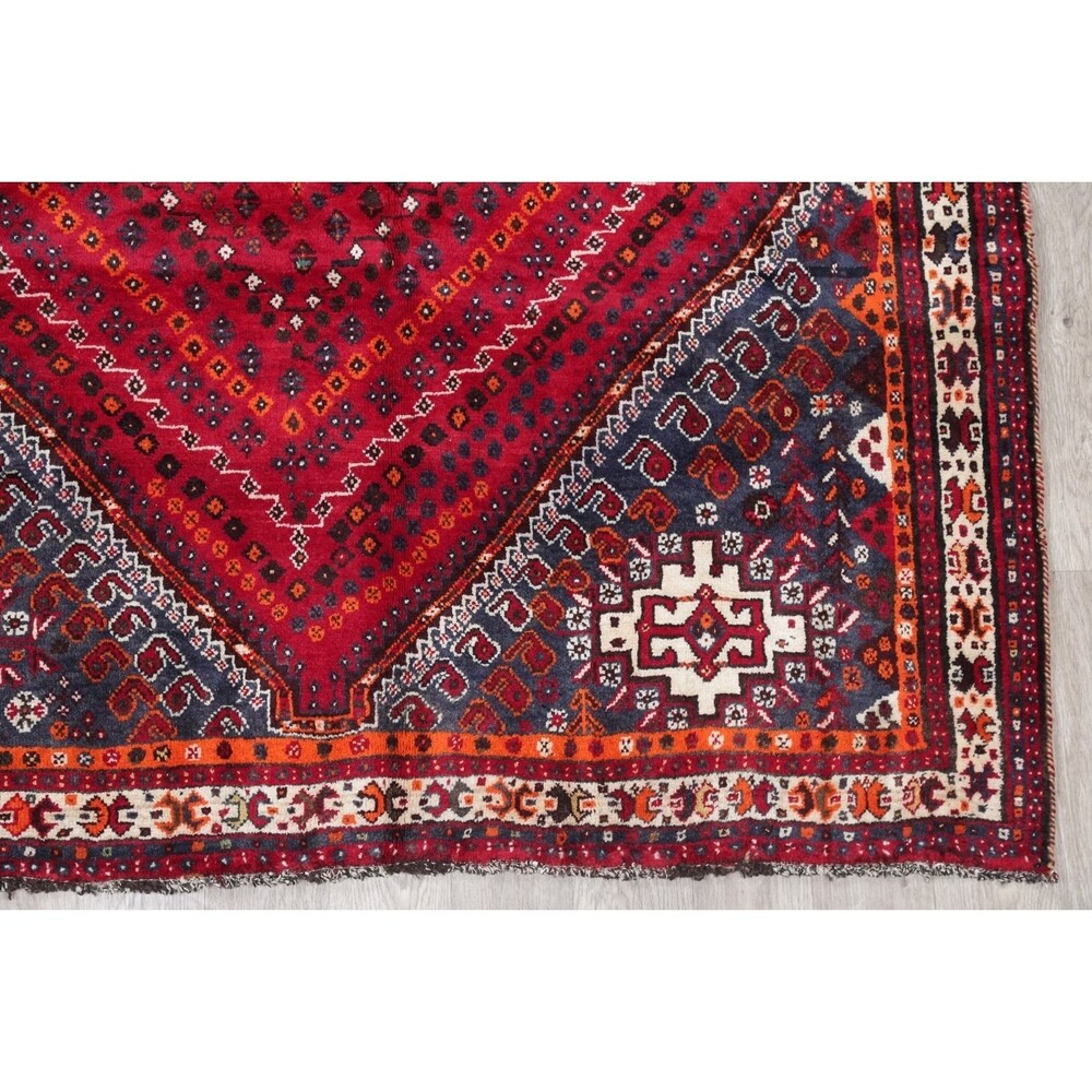 Kashkoli Geometric Hand-Knotted Wool Persian Oriental Area Rug - 8'10" x 6'2"