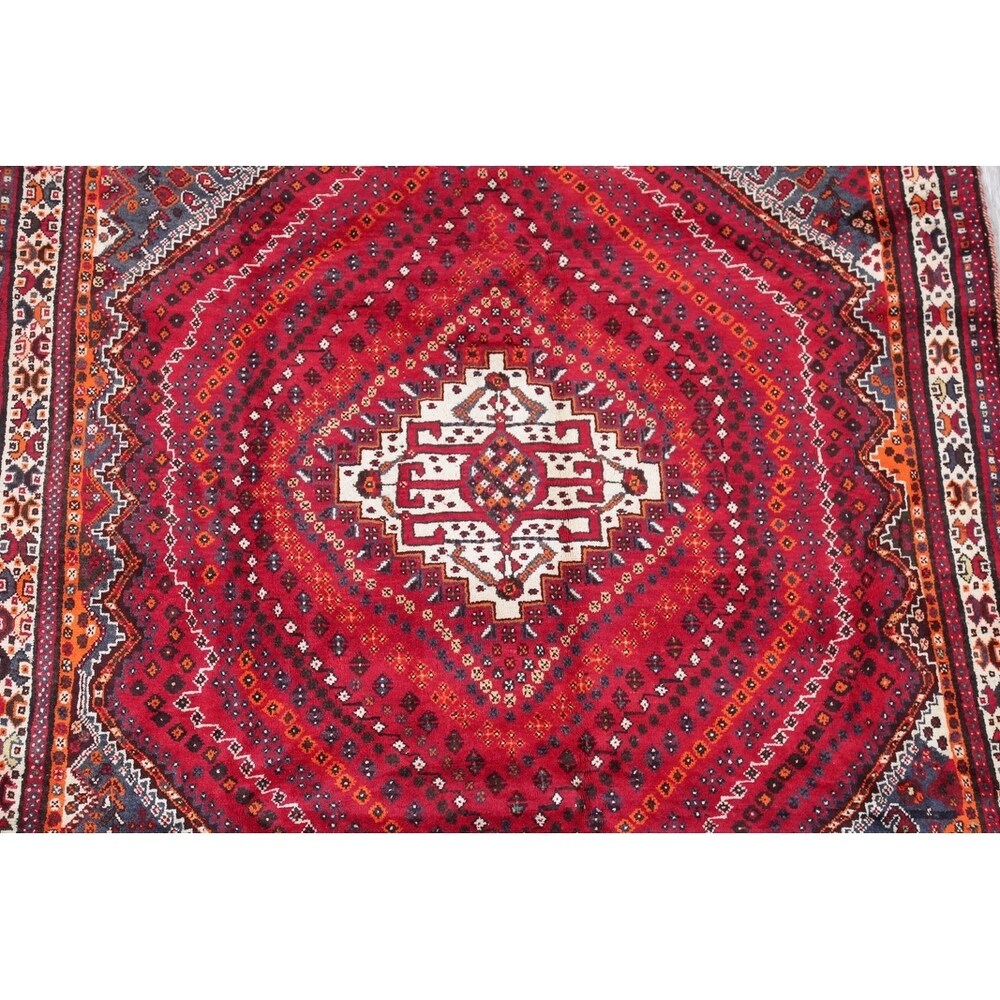 Kashkoli Geometric Hand-Knotted Wool Persian Oriental Area Rug - 8'10" x 6'2"