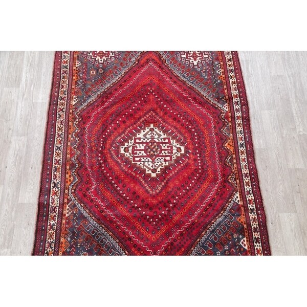 Kashkoli Geometric Hand-Knotted Wool Persian Oriental Area Rug - 8'10" x 6'2"