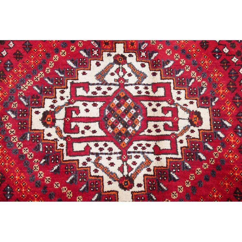 Kashkoli Geometric Hand-Knotted Wool Persian Oriental Area Rug - 8'10" x 6'2"