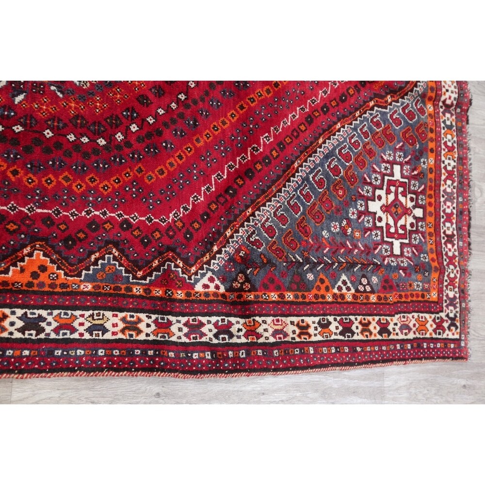 Kashkoli Geometric Hand-Knotted Wool Persian Oriental Area Rug - 8'10" x 6'2"