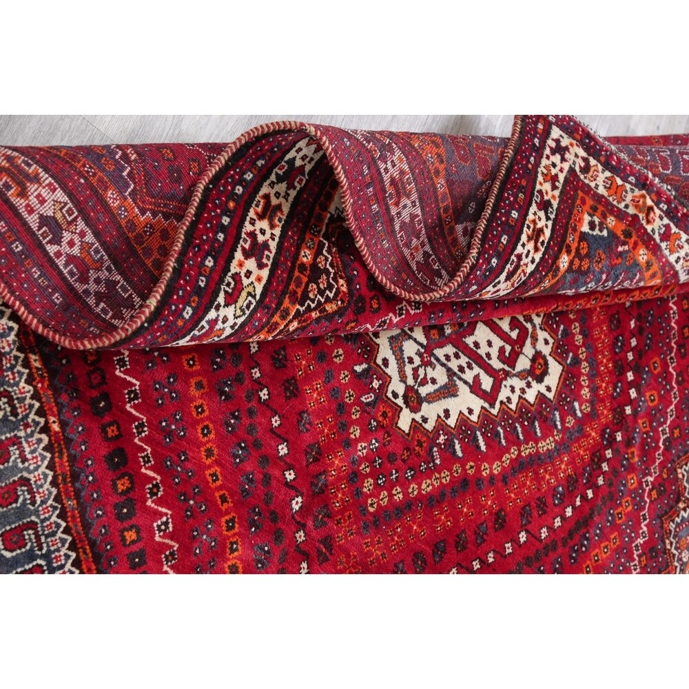 Kashkoli Geometric Hand-Knotted Wool Persian Oriental Area Rug - 8'10" x 6'2"