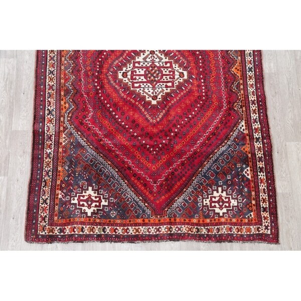 Kashkoli Geometric Hand-Knotted Wool Persian Oriental Area Rug - 8'10" x 6'2"