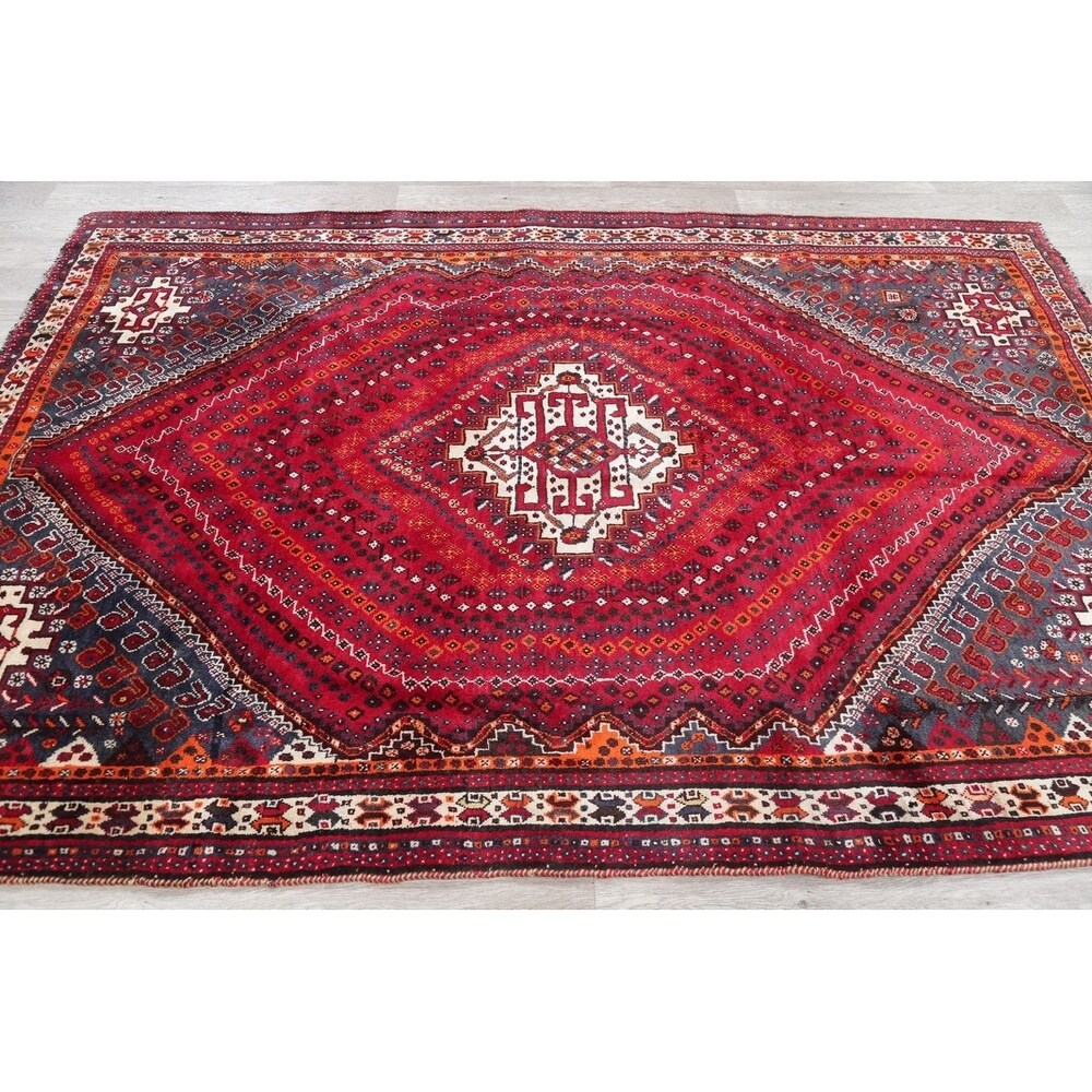 Kashkoli Geometric Hand-Knotted Wool Persian Oriental Area Rug - 8'10" x 6'2"