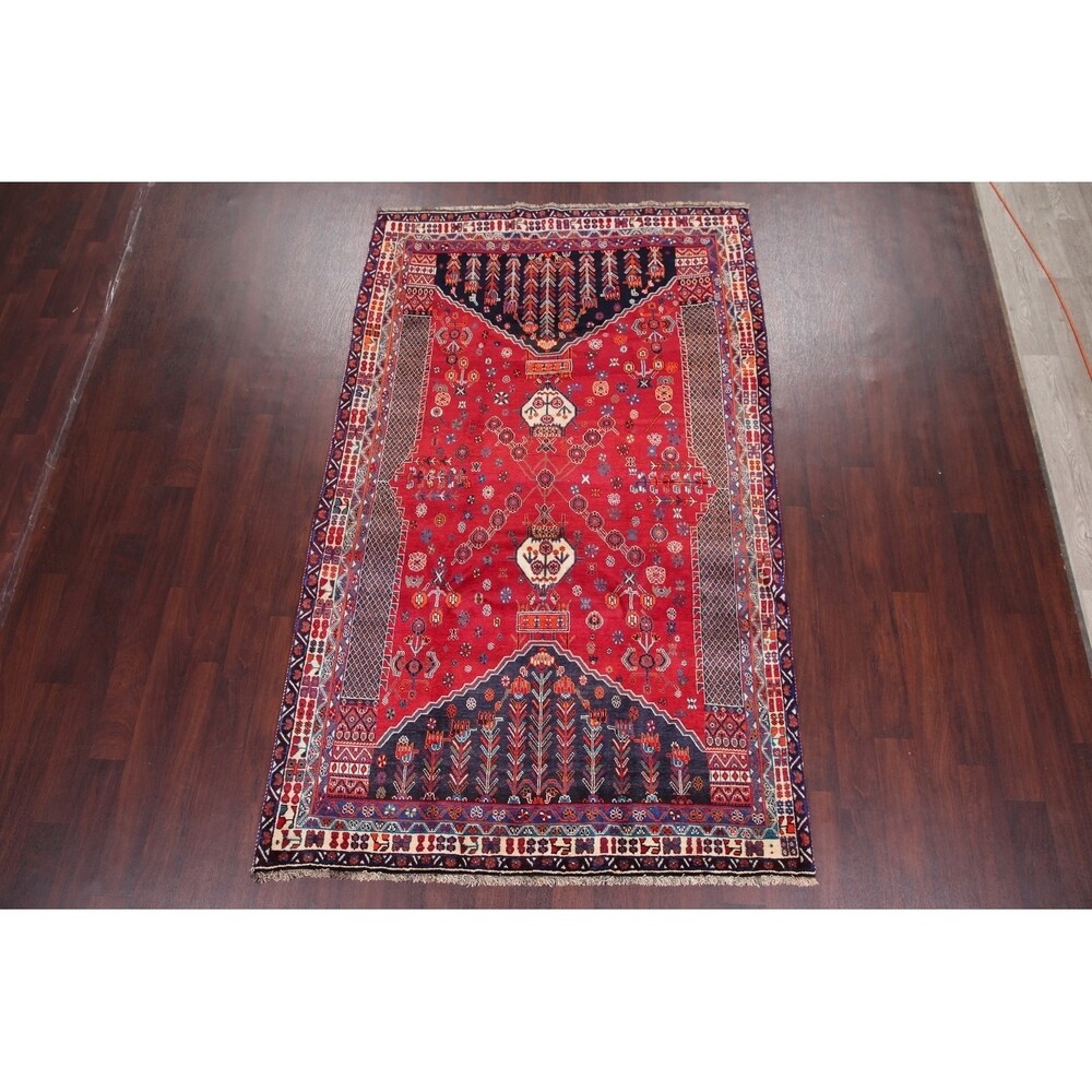 Kashkoli Oriental Tribal Hand Knotted Vintage Wool Persian Area Rug - 8'11" x 5'5"