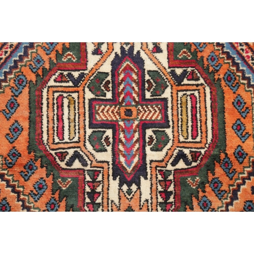 Kashkoli Tribal Geometric Animal Pictorial Handmade Wool Persian Rug - 6'4" x 3'0" Runner