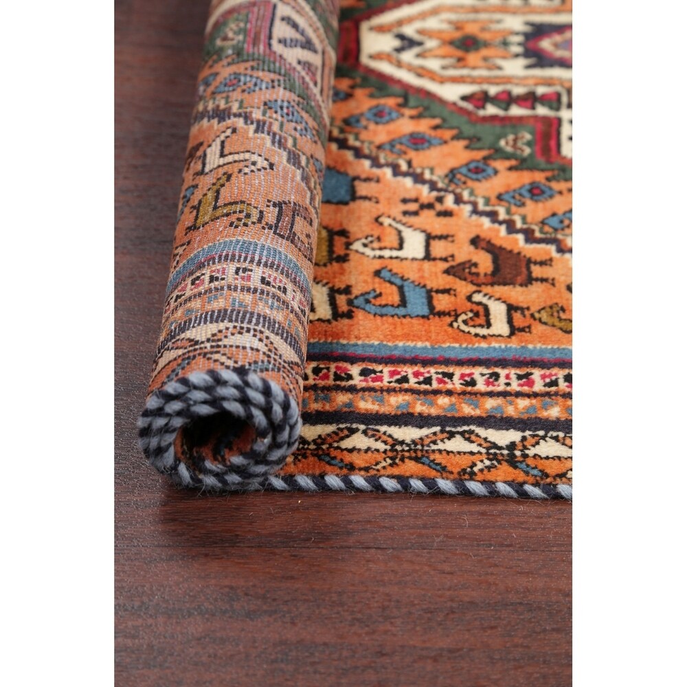 Kashkoli Tribal Geometric Animal Pictorial Handmade Wool Persian Rug - 6'4" x 3'0" Runner