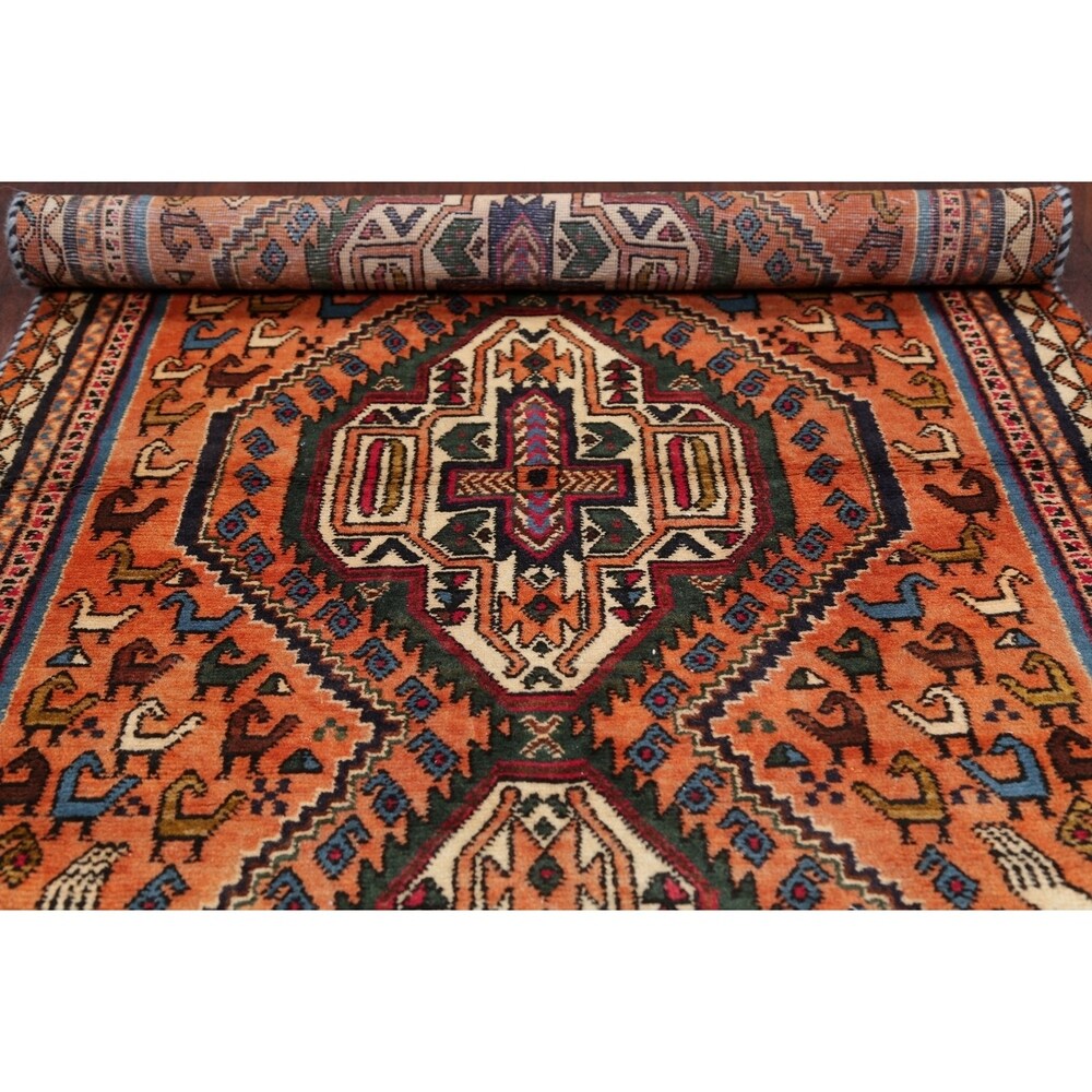 Kashkoli Tribal Geometric Animal Pictorial Handmade Wool Persian Rug - 6'4" x 3'0" Runner