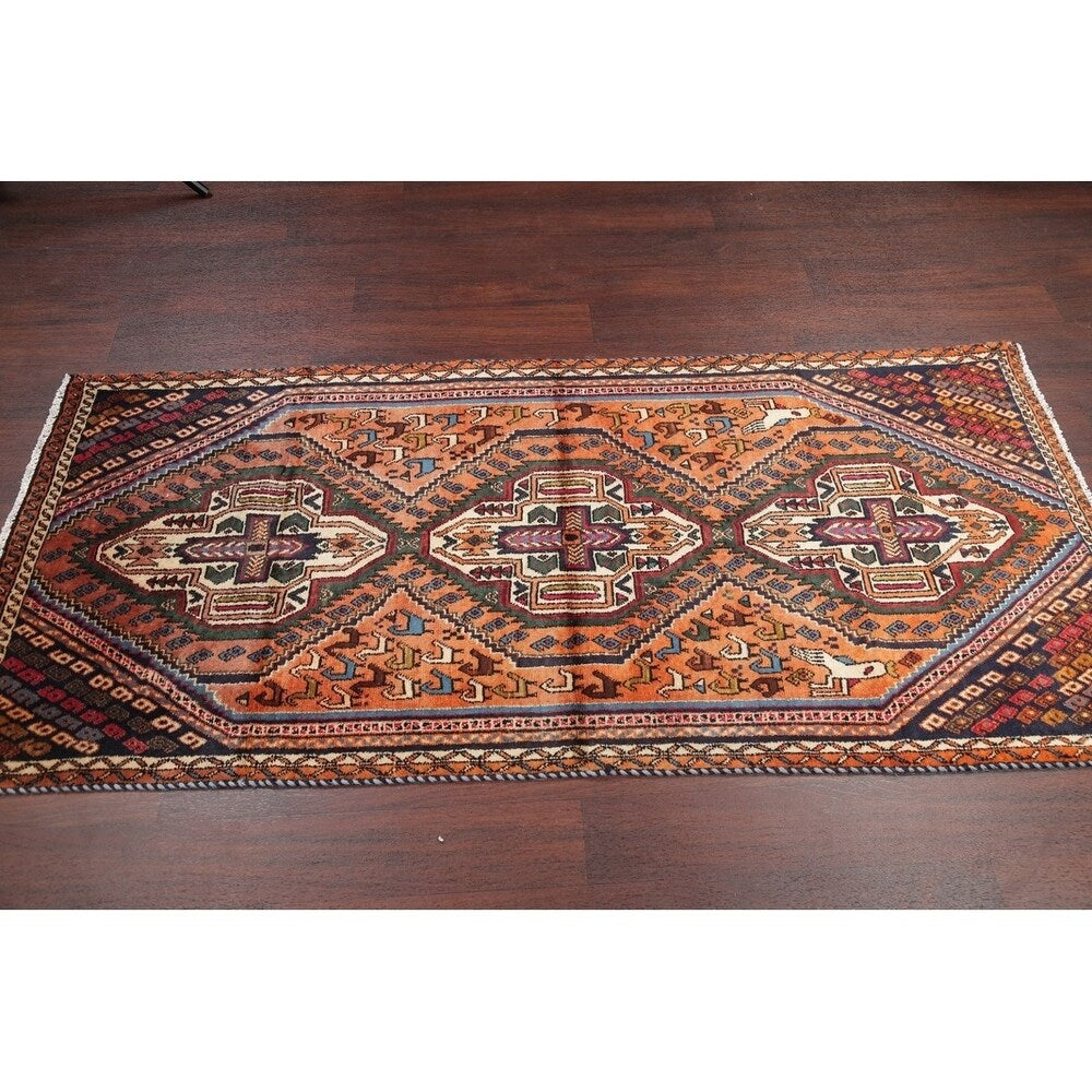 Kashkoli Tribal Geometric Animal Pictorial Handmade Wool Persian Rug - 6'4" x 3'0" Runner