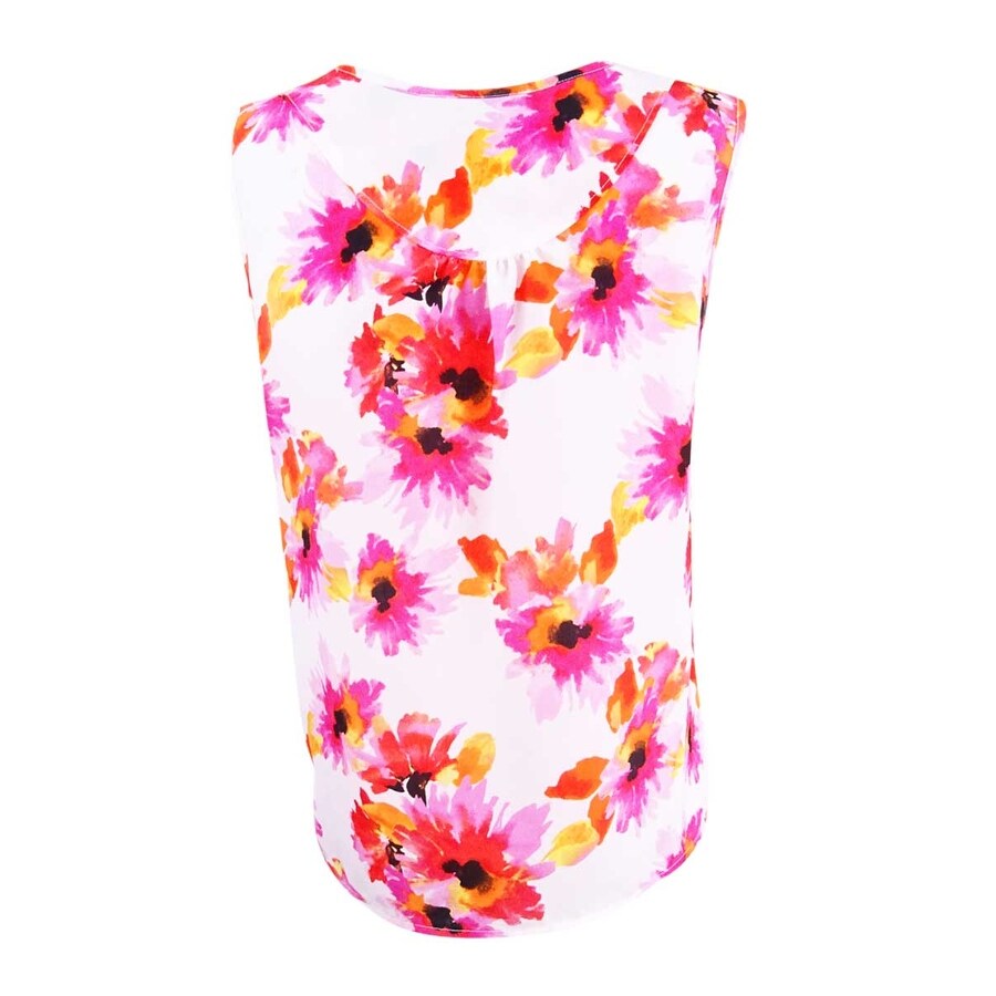 Kasper Women's Petite Printed Pleat-Neck Top