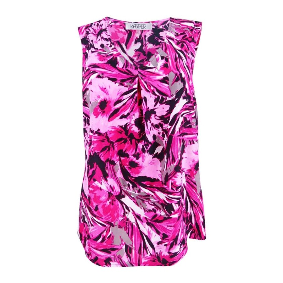 Kasper Women's Sleeveless Flower Print V-neck Blouse