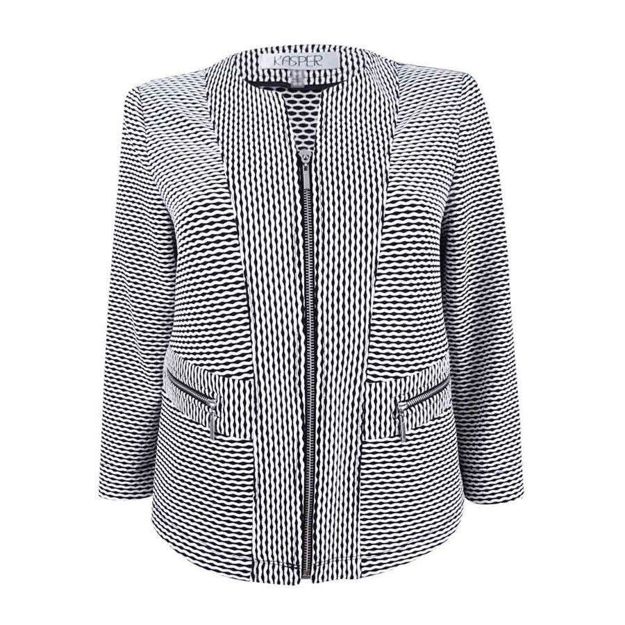 Kasper Women's Zip-Up Jacquard Blazer