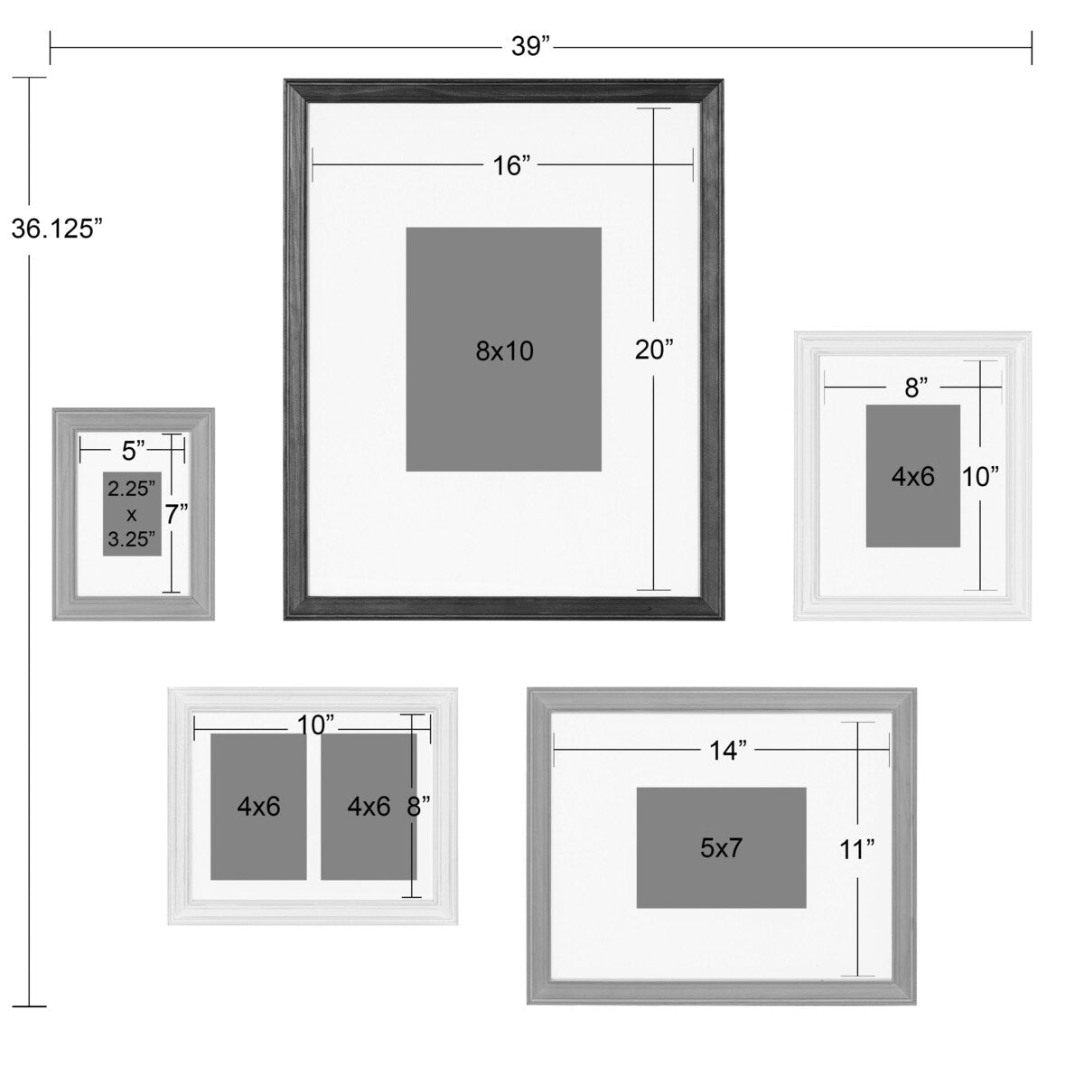 Kate and Laurel Bordeaux Gallery Wall Matted Picture Frame Set