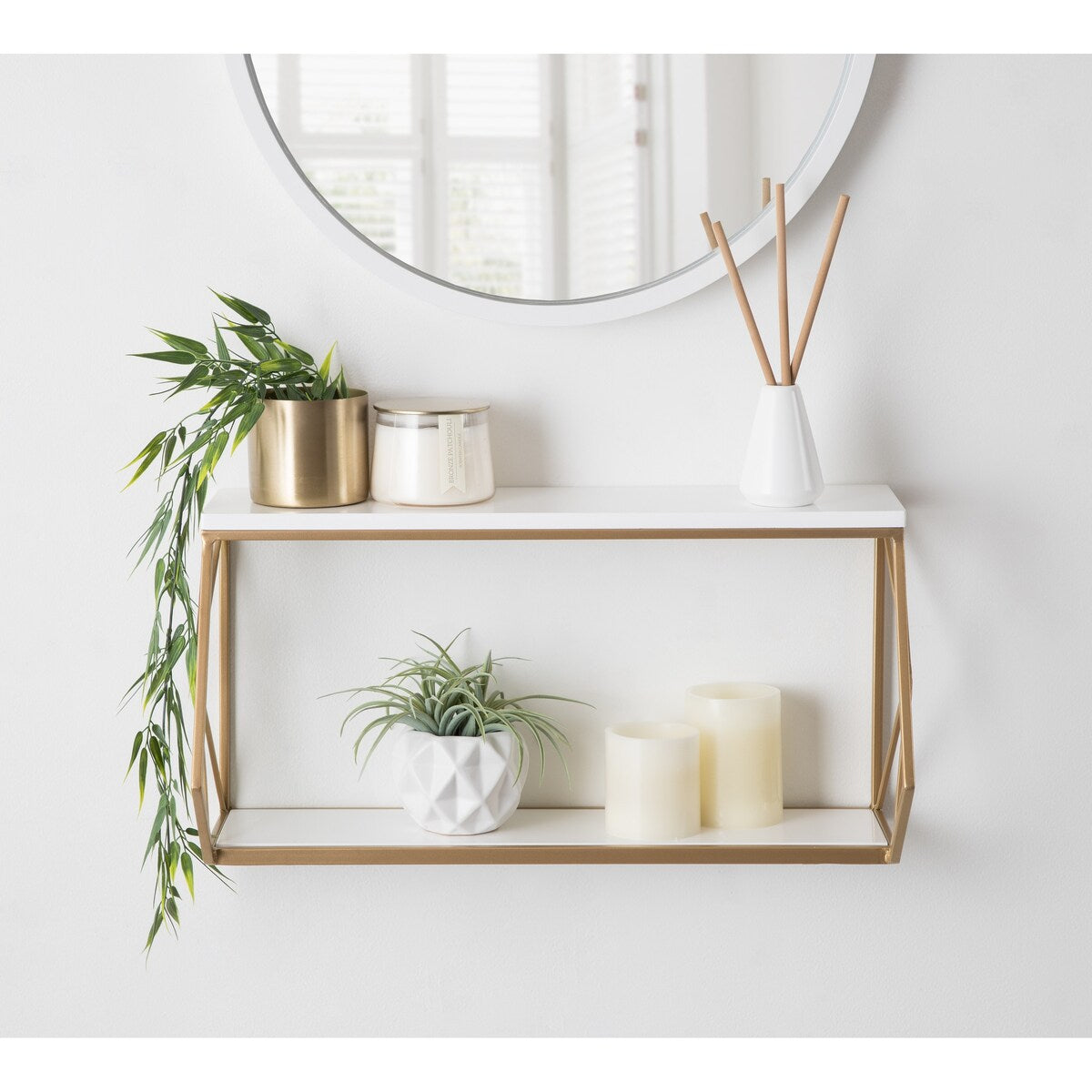Kate and Laurel Brost Wood and Metal Wall Shelf - 22x8x10.25
