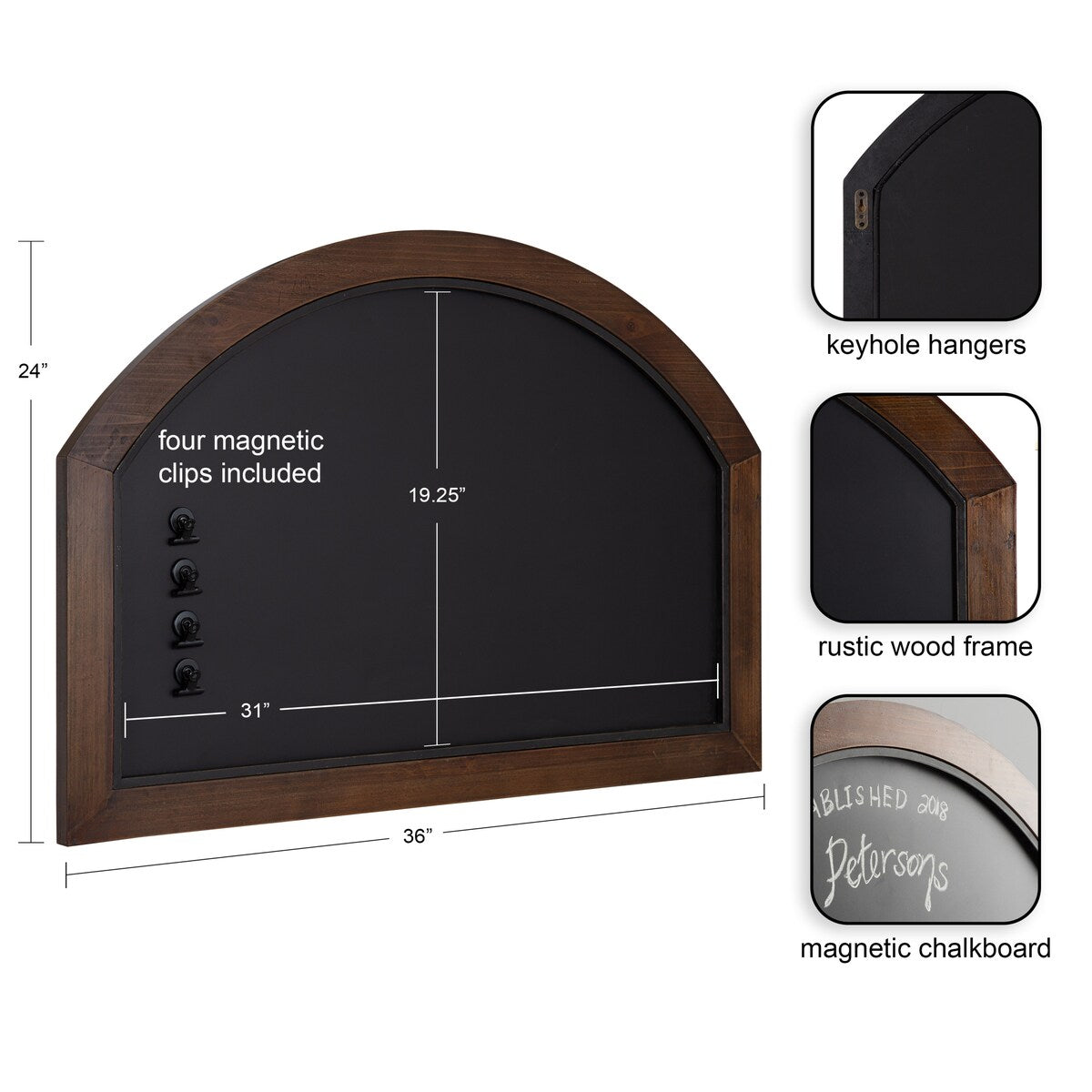 Kate and Laurel Haldron Framed Magnetic Chalkboard - 36x24