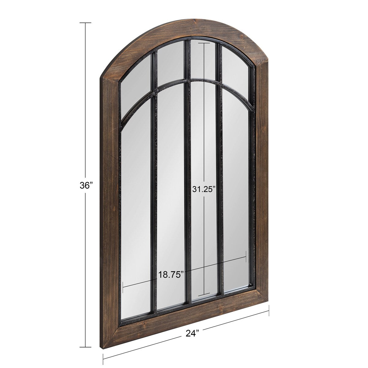 Kate and Laurel Haldron Wood Framed Arch Wall Mirror - 24x36