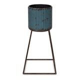 Kate and Laurel Holmes Rustic Blue Metal Planter with Stand