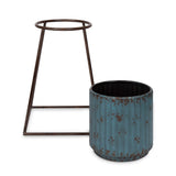 Kate and Laurel Holmes Rustic Blue Metal Planter with Stand