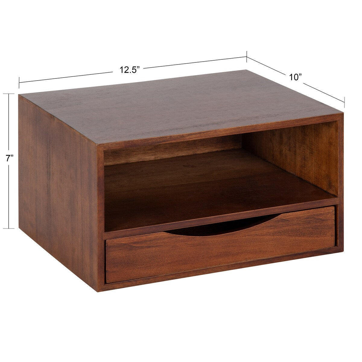 Kate and Laurel Hutton Floating Wall Shelf with Drawer - 12.5x10x7