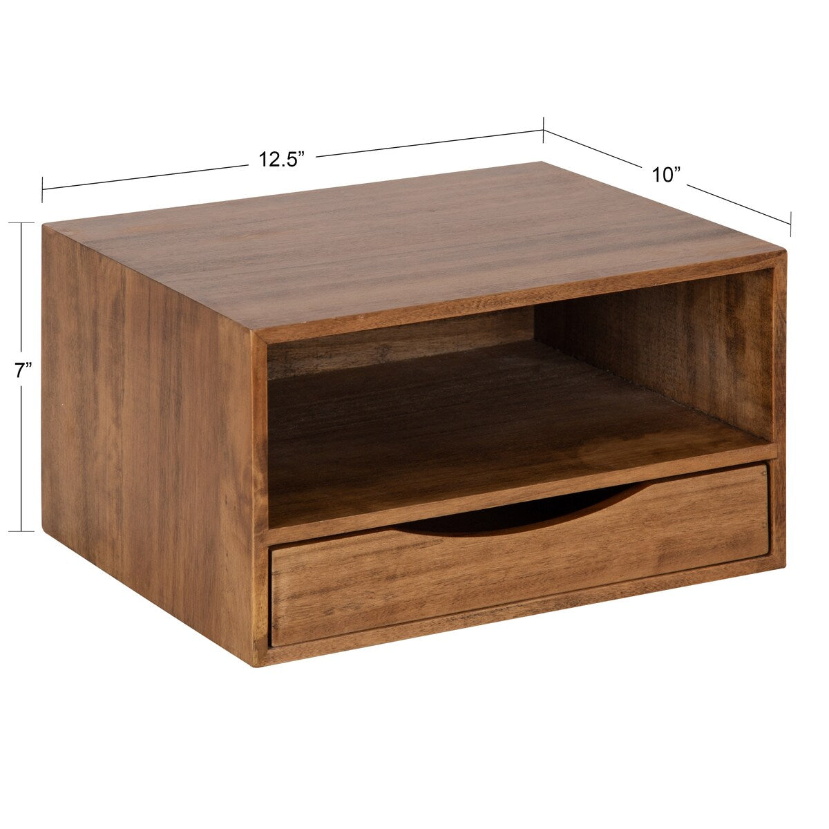 Kate and Laurel Hutton Floating Wall Shelf with Drawer - 12.5x10x7